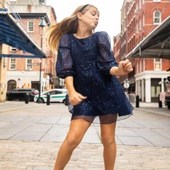 Appaman Party Dresses-Chelsea Bow Dress NavyBlue