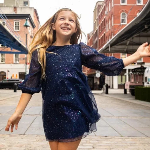 Appaman Party Dresses-Chelsea Bow Dress NavyBlue