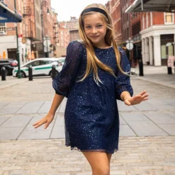 Appaman Party Dresses-Chelsea Bow Dress NavyBlue