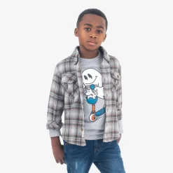 Appaman Flannels|Sweatshirts & Hoodies-Flannel Shirt Grey/OrangePlaid