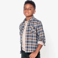 Appaman Flannels|Sweatshirts & Hoodies-Flannel Shirt Chocolate/BluePlaid