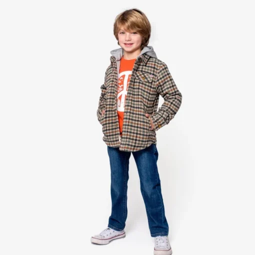 Appaman Flannels|Sweatshirts & Hoodies-Glen Hooded Shirt Beige/TealCheck