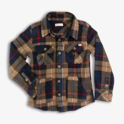 Appaman Flannels|Sweatshirts & Hoodies-Snow Fleece Shirt Navy/KhakiPlaid