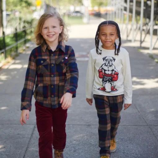 Appaman Flannels|Sweatshirts & Hoodies-Snow Fleece Shirt Navy/KhakiPlaid