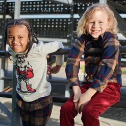 Appaman Flannels|Sweatshirts & Hoodies-Snow Fleece Shirt Navy/KhakiPlaid