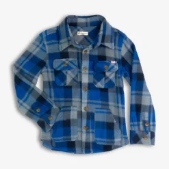 Appaman Flannels|Sweatshirts & Hoodies-Snow Fleece Shirt Blue/TaupePlaid